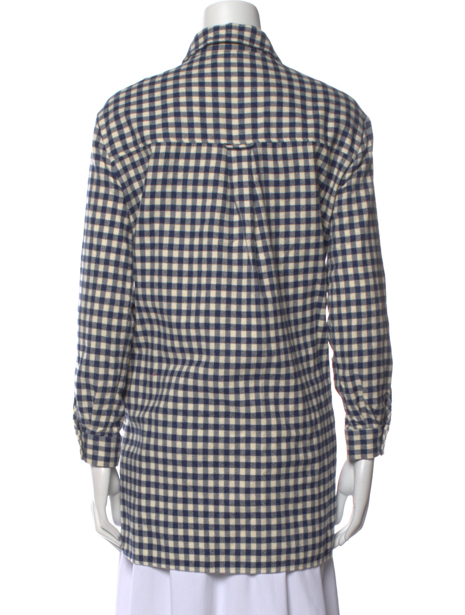 Sézane Plaid Print Long Sleeve Button-Up Top
